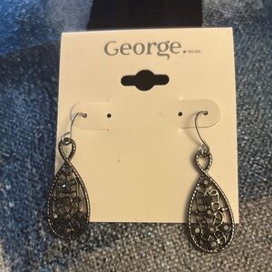 George Black Filigree Teardrop Earrings